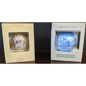 2 Vintage Hallmark Ornaments Love Keepsake & Tree Trimmer Collection 1980 & 1982